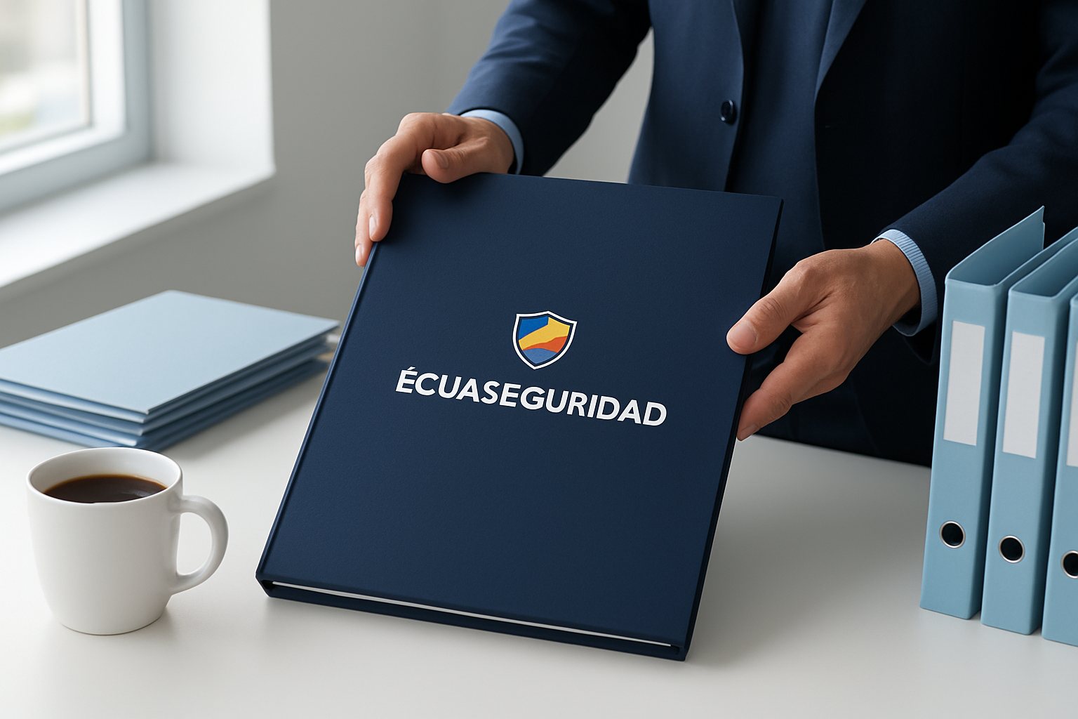 Administrador revisando la documentación de una empresa de seguridad antes de contratar
